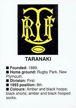 1994 The Evening Post Rugby Ladder Cards #NNO Taranaki Front